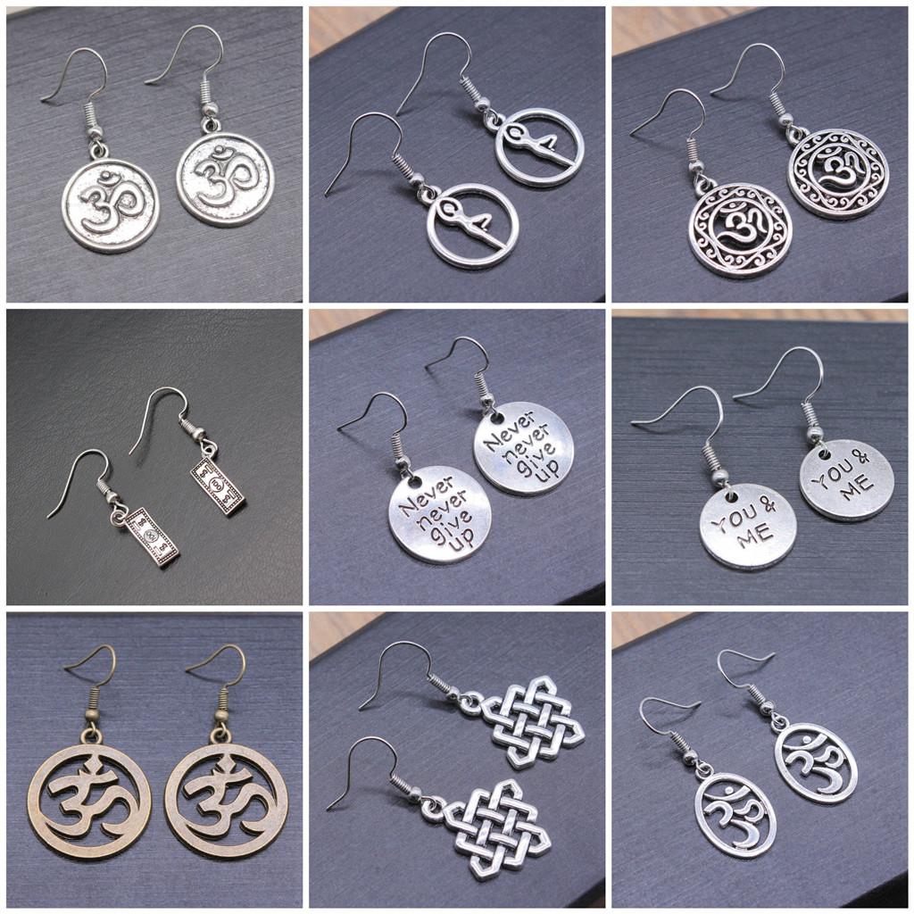 Boucles d'oreilles Symbole Om Yoga Vintage Boucles d'oreilles Mode Pour Femmes Apprêts de Fabrication de Bijoux DIY