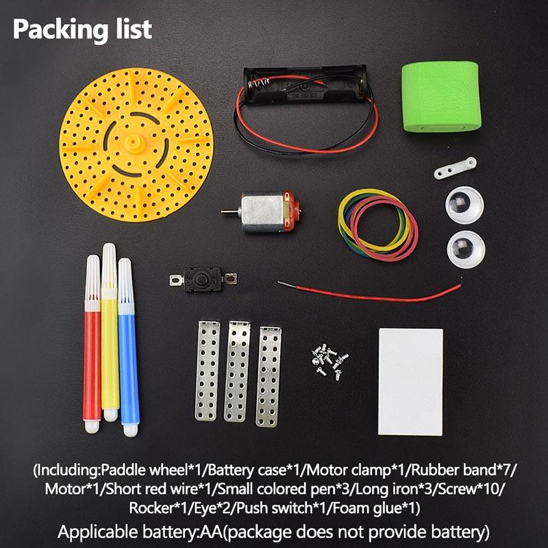 Cute Doodle Robot Plastic Electric Toys Handmade Assembly Model Kits Creative Gifts for Kids Teens Improve Drawing Practice Party Games