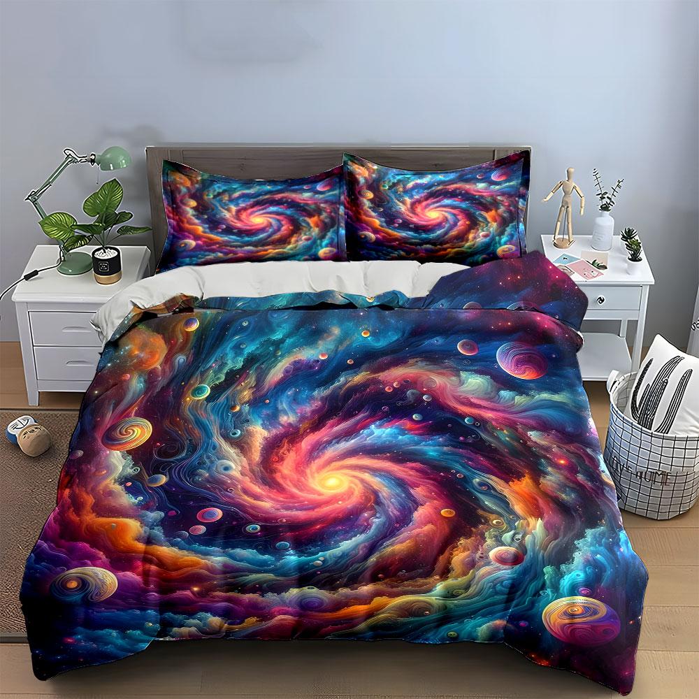 Galaxy Theme Art Set Multiple Sizes Kid'S And Adults' Bedroom Exquisite 3Pc Bedding Set, Gift