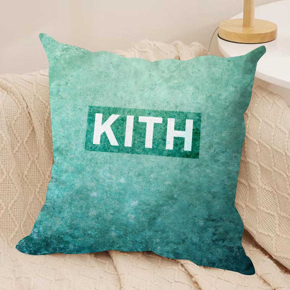 Classic Logo KKITH Cushion Cover Short Plush Doublesided Print Square Throw Pillow Covers Sofa Home Cushion Decor