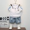 Children's Boys Short Sleeved Korean Version Lapel Cartoon Polo Shirt Shorts Set Batch