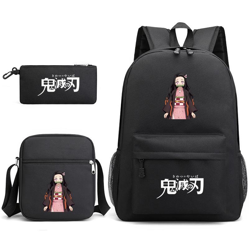 Anime Ghost Destroyer Blade Three-piece School Bag Small Shoulder Pencil Bag Primary and Secondary School Students Backpack