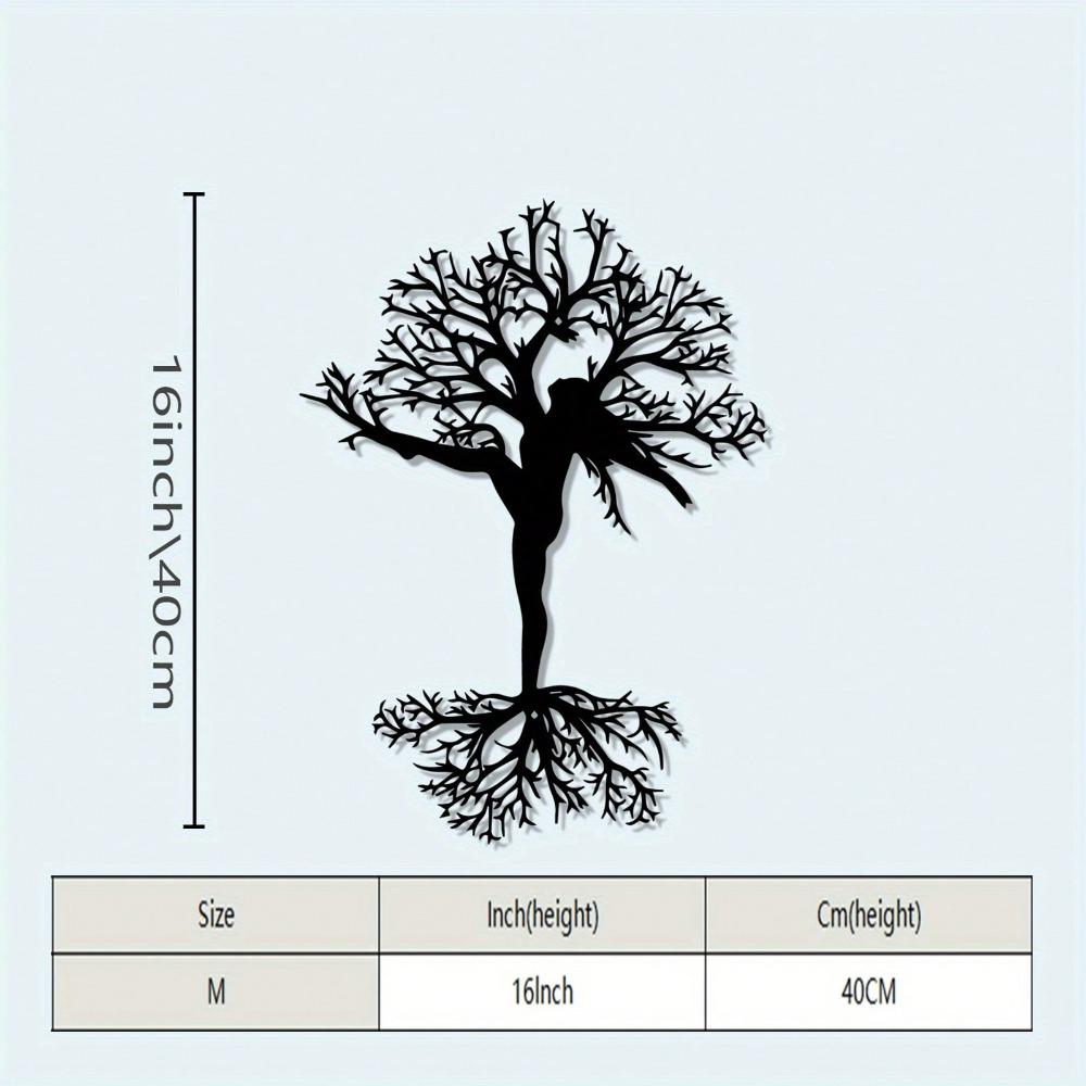 Vintage Tree and Woman Metal Wall Art Rust Proof Iron Silhouette Christmas Yard Decoration Unique Gift for Art Lovers