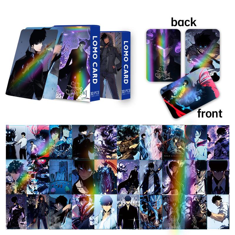 Laser Flash Anime Double-Sided Photo Cards: 'I Alone Level Up' Collection - 30 Small LOMO Cards