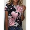 Love Printed Short Sleeve Women's Top Fashion Versatile T-Shirts Women’s