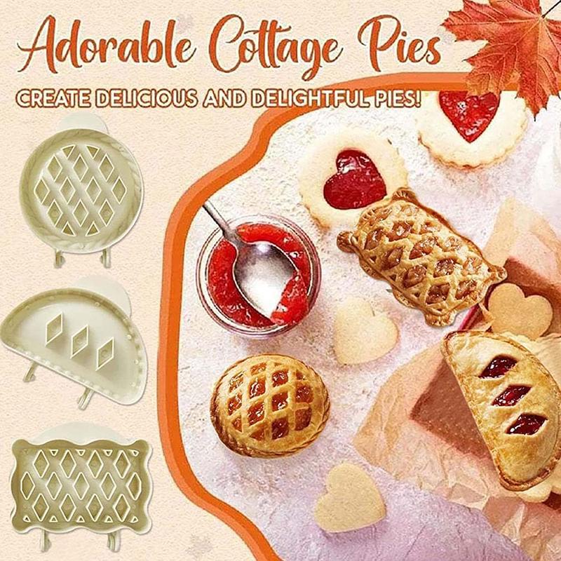 3Pcs Classic Mini Hand Pie Molds One Press Autumn Cottage Pie Set For Diy Baking, Dough Presser Pocket Pie Molds For Christmas