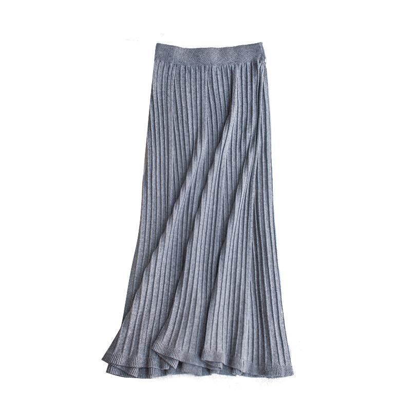 

Осень и Зима Новая Корейская Версия Плиссированная Юбка Полуюбка С Завышенной Талией Вязаная Юбка Средней Длины S