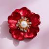 Bo Xin Yun Luxury Pearl Red Flower Brooch – High-End Fashion Corsage Pin