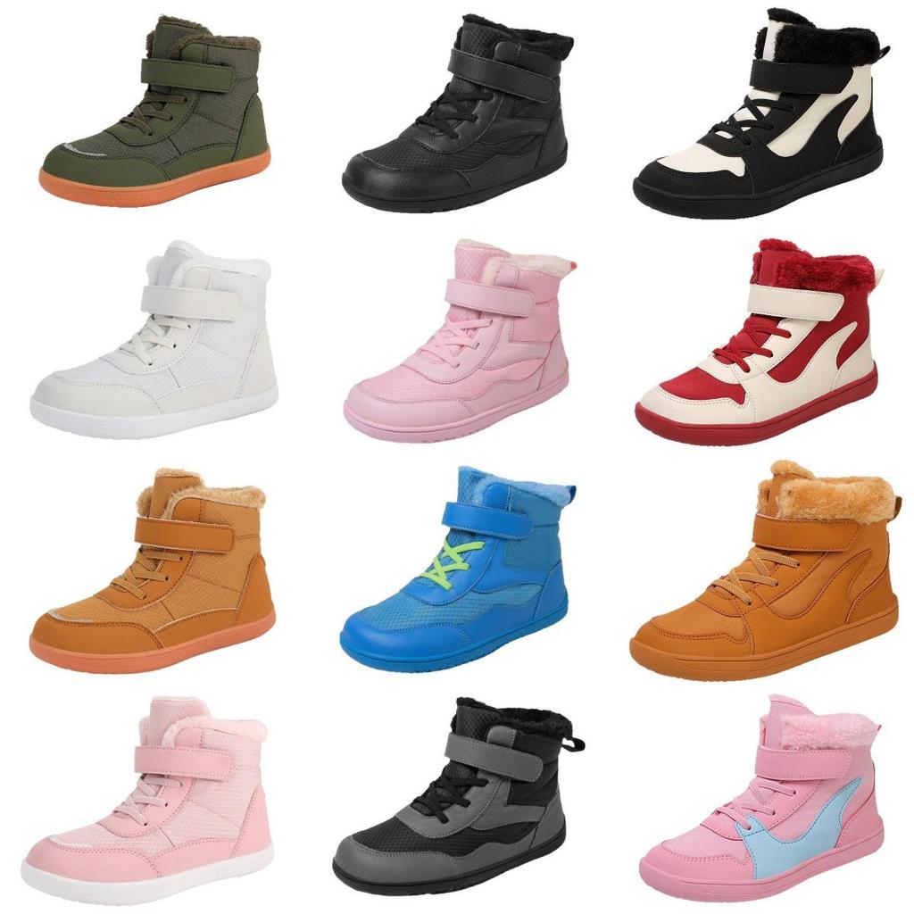 Children's Winter Waterproof Non-Slip Cotton Snow Shoes – Warm Velvet Lined Outdoor Footwear for Boys and Girls.