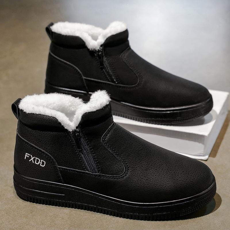 

One-pedal cotton shoes, winter snow boots, men s shoes, integrated waterproof and non-slip fur, piled and thickened high-top cotton boots to keep warm 39