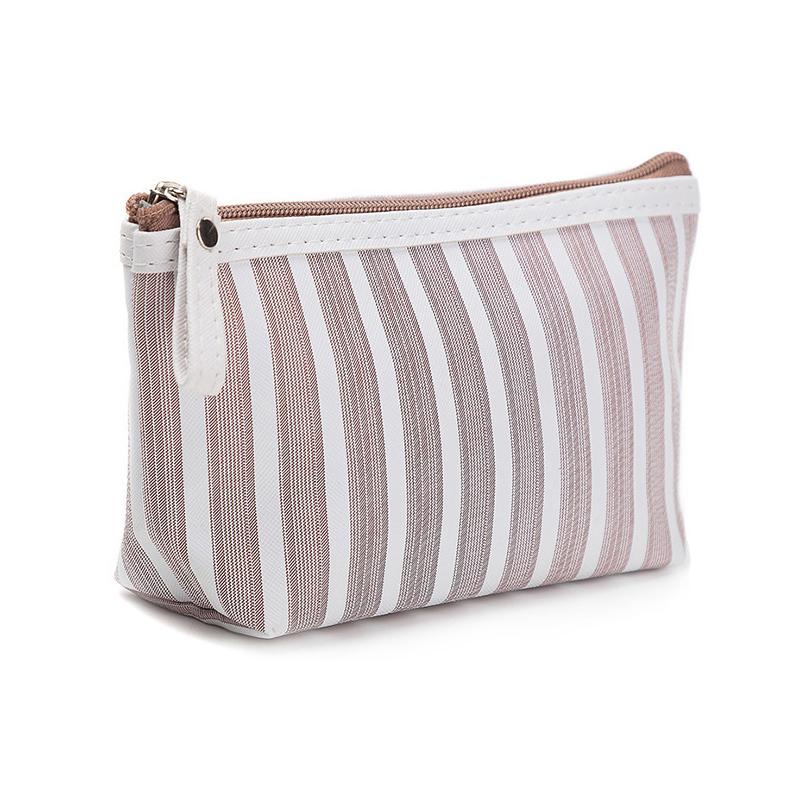 

New Make Up Pouch Travel Striped Printed Cosmetic Bag Toiletry Organizer Purse Travel Portable Storage Bag Clutch коричневий