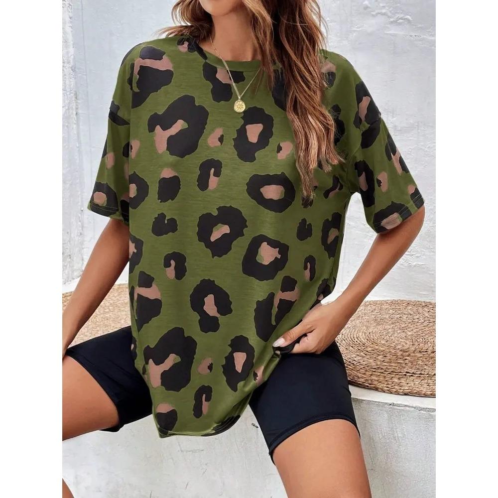 Summer Women's Casual Fashion Creative Casual Daily T-shirt Loose Casual T-shirt 3D Digital Color Printed T-shirt
