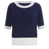 Shop   Women Cable Knit Round Color Block Regular Fit Short Sleeve Knit Ivory Fr