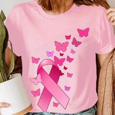Schmetterlinge Brustkrebs-Bewusstsein Rosa Schleife Oktober 2024 Damen-T-Shirt BC