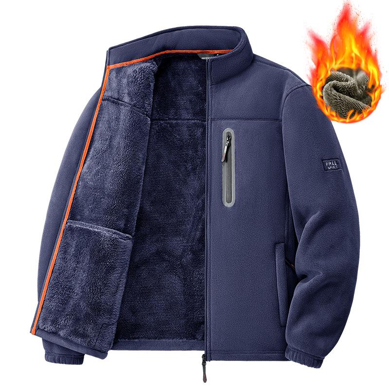 Men's Outdoor Fleece Jacket Autumn Winter Thickened Polar Fleece with Added Insulation Season Warm Casual Coat