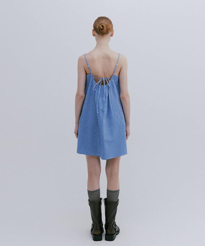 MAIS Mini Check Halterneck Dress / Blue