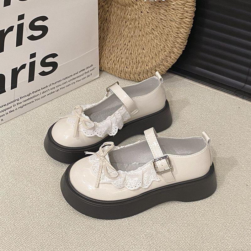 Sweet Bow Small Leather Shoes Women's 2025 Spring/summer New Retro British Mary Jane Women's Shoes