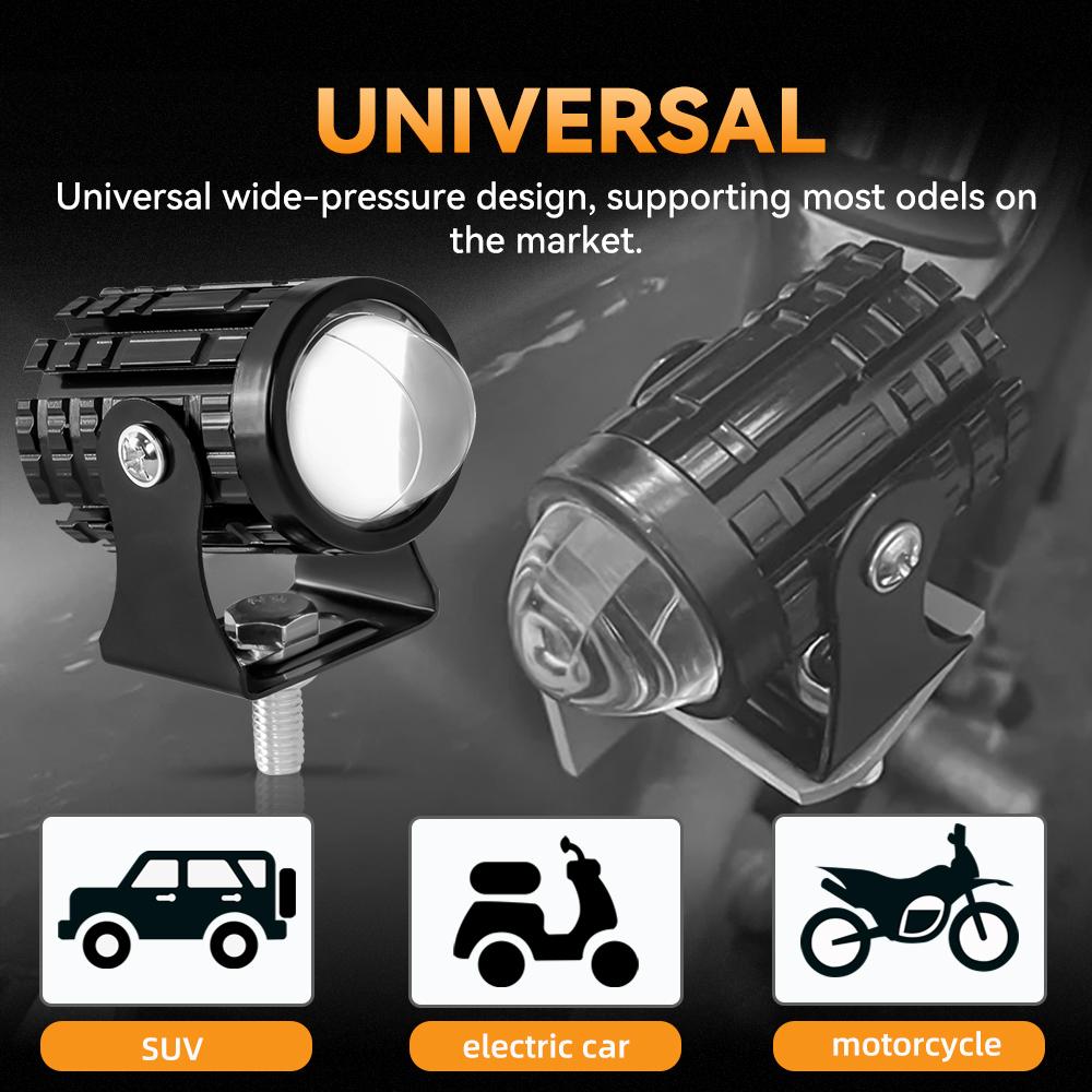 Mini Driving Light LED Projector Lens Motorcycle Headlight ATV Scooter for Auxiliary Spotlight Lamp 1/2pcs Mini Driving Light