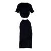 Women's Summer Skirt Set Short Sleeve Crew Neck Crop Top And High Waist Maxi Skirt Set Knitted Two Piece Outfit