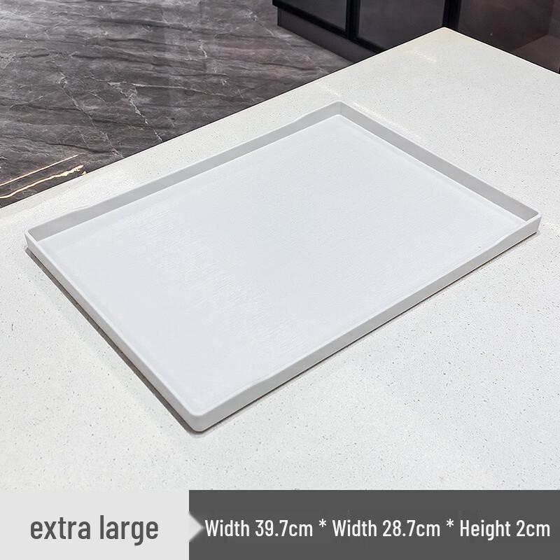 ZISIZ Anti-Slip Rectangular Plastic Serving Tray - White, Extra Large 3-Pack