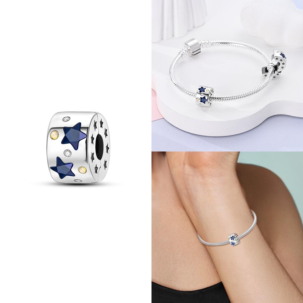 Charm Bead Charms copper Authentic Certified Blue Zircon Heart Bead Charms Jewellery Valentines Day Gift Diy Accessories Material