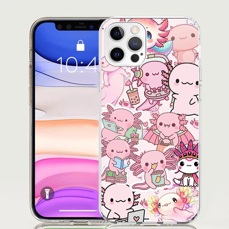 Cute Axolotl Kawaii Phone Case For iPhone 17 Air 16 15 Plus 11 14 Pro Max 13 Mini 12 7 8 + SE Pattern Art Customized Cover 17 Ai