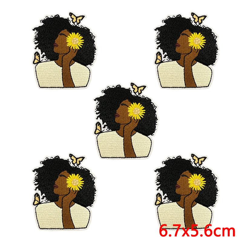 10pcs /Lots Fashion Black Girl Magic Mbroidered Patches Cartoon Letter Slogan Patch Iron On Patches For Clothing Jackets Diy 