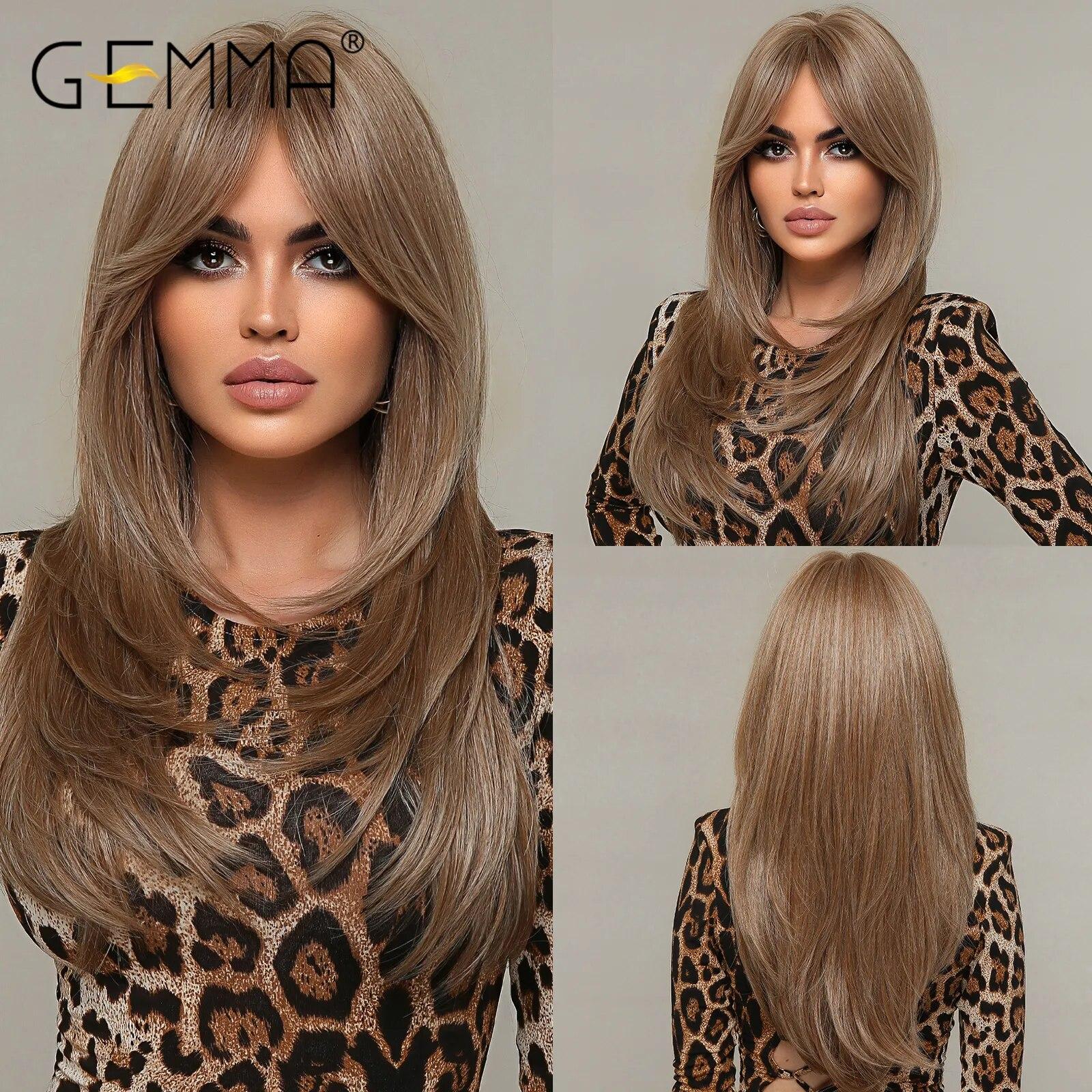 

Серый блондин синтетический парик для косплея с челкой Длинные многослойные прямые парики для женщин Натуральные волосы для рождественской вечеринки термостойкие