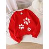 Kids Sweatshirt Crewneck - White Paw Prints On Black Background Machine Washable, Spring And Autumn, Sportswear ,Casual Wear, Soft , Comfortable