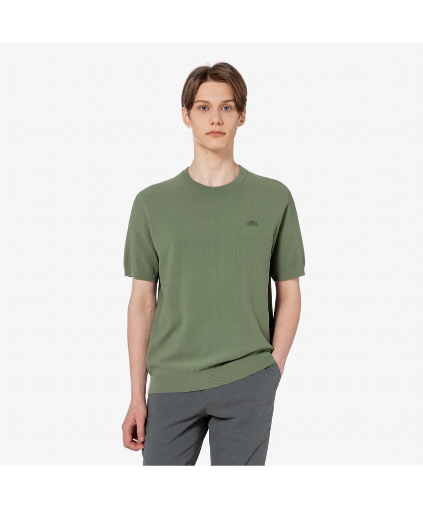 Lacoste Men'S Solid Short Sleeve Crew Neck Sweater Ah224E-55G Bmy