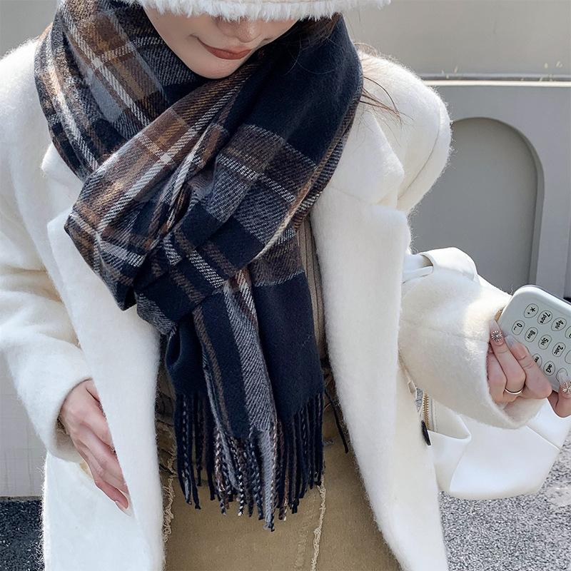 Kasjmir Retro Par Rutete Skjerf Høst og Vinter Nytt Jule Sjal Allsidig Varmt Skjerf