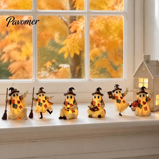 Seasonal Home Accents Halloween Advent Calendar, 24 Day Countdown Box with Mini Country Style Party Decor Ghost Figures, Rustic Farmhouse for