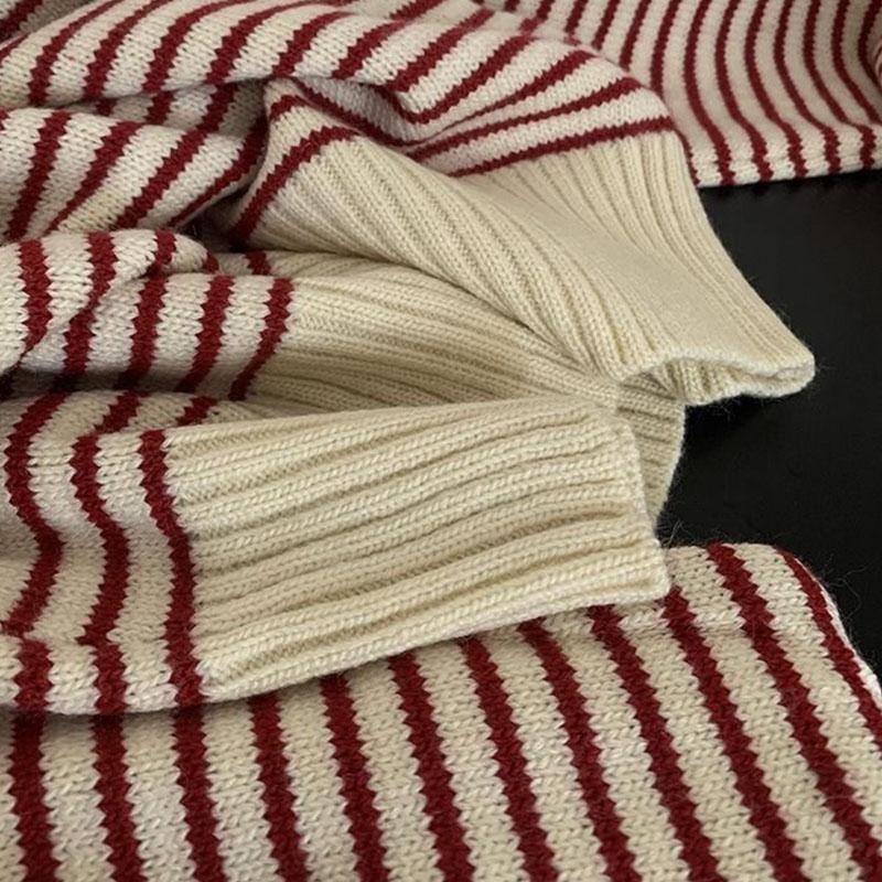 Pullover Sweater Female 2023 Korean Women Autumn Academy Sweater Loose and Slim Versatile Striped Top Long Sleeve Knit Sweater