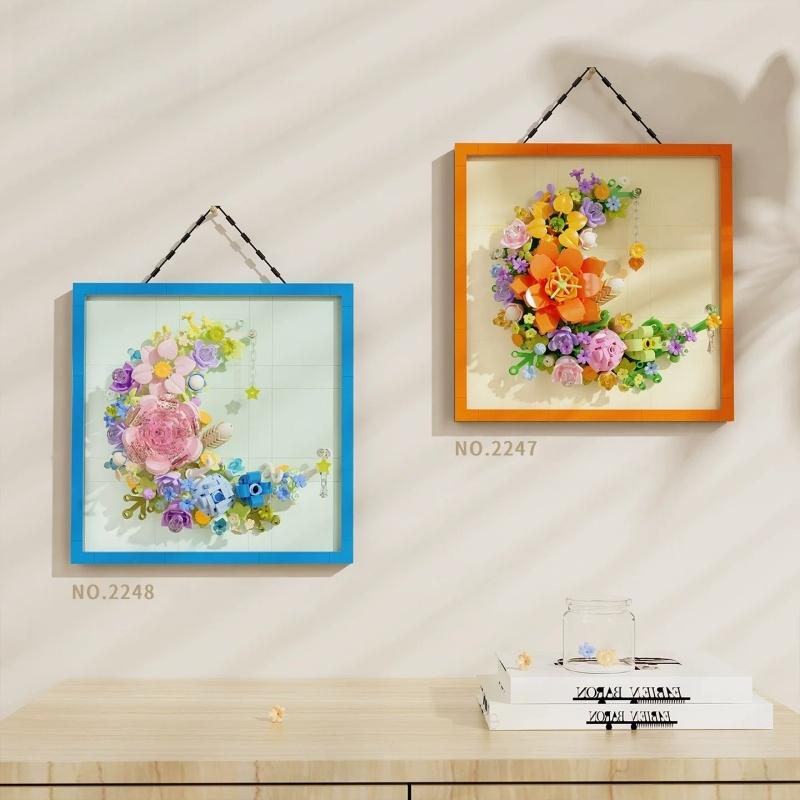 Simulated Flower Photo Frame Building Blocks, Eternal Flower Wall Decoration, Difficult Assembly Toys, Children's Birthday Gifts