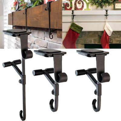2-in-1 Fireplace Stocking And Garland Hanger Adjustable Heavy Duty Wreath Hanger No Drilling Mantel Stocking Holder for Christmas Decoration