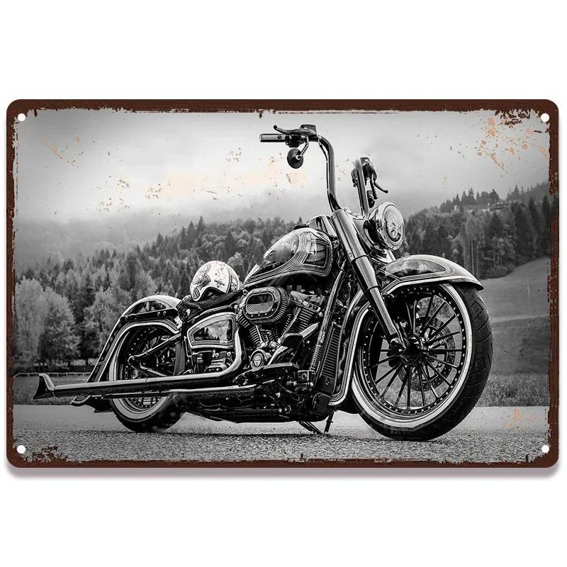 Vintage Amerikanischer Klassiker Motorrad Blechschilder Heim Wanddeko Metallschild Garage Man Cave Bar Dekorative Teller Poster
