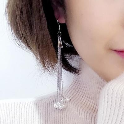 925 Silver Freshwater Pearl Earrings Double Pendant Tassel