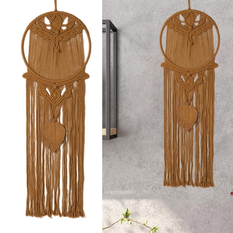 Macrame Woven Wall Hanging Leaf Tree Dream Catcher,Bohemian Handmade Room Hanging Tapestry,Wedding Decoration Crafts
