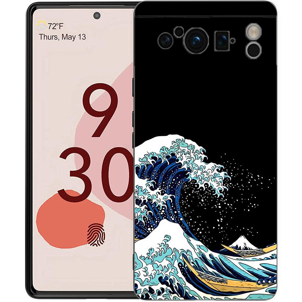 Golden Great Wave Kanagawa Surf Phone Case For Google Pixel 8 A 7 6 Pro Soft Shell For Pixel 6A Silicone Shockproof Black Cover