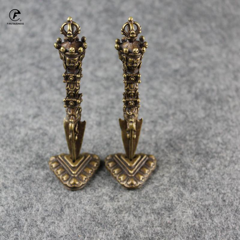 Retro Copper PUBA King Kong Instrument Dragon Head Just Vajry Pestle Puer Tea Knife Tea Pet Home Decoration Brass Desk Decor