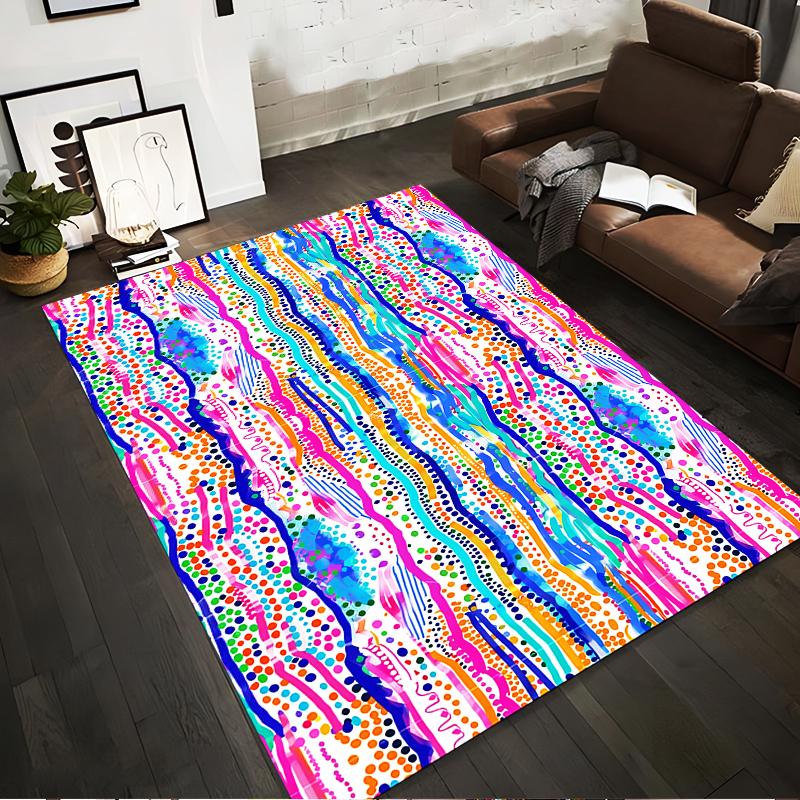 Colorful Abstract Art Pattern Carpet for Living Room or Bedroom Decor Suitable for use as an anti-slip for living room bedroom sofas