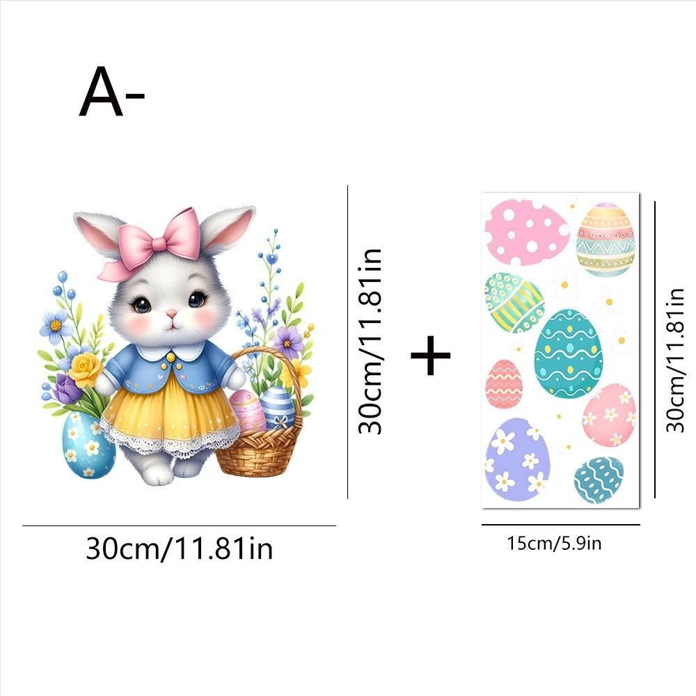 Self-Adhesive Flower Rabbit Sticker Easter Festival Party Sticker New Wall Decal  Glass Decoration