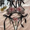 New Butterfly Embroidery Suspender Transparent Mesh Yarn Seductive Girl Sex Suit