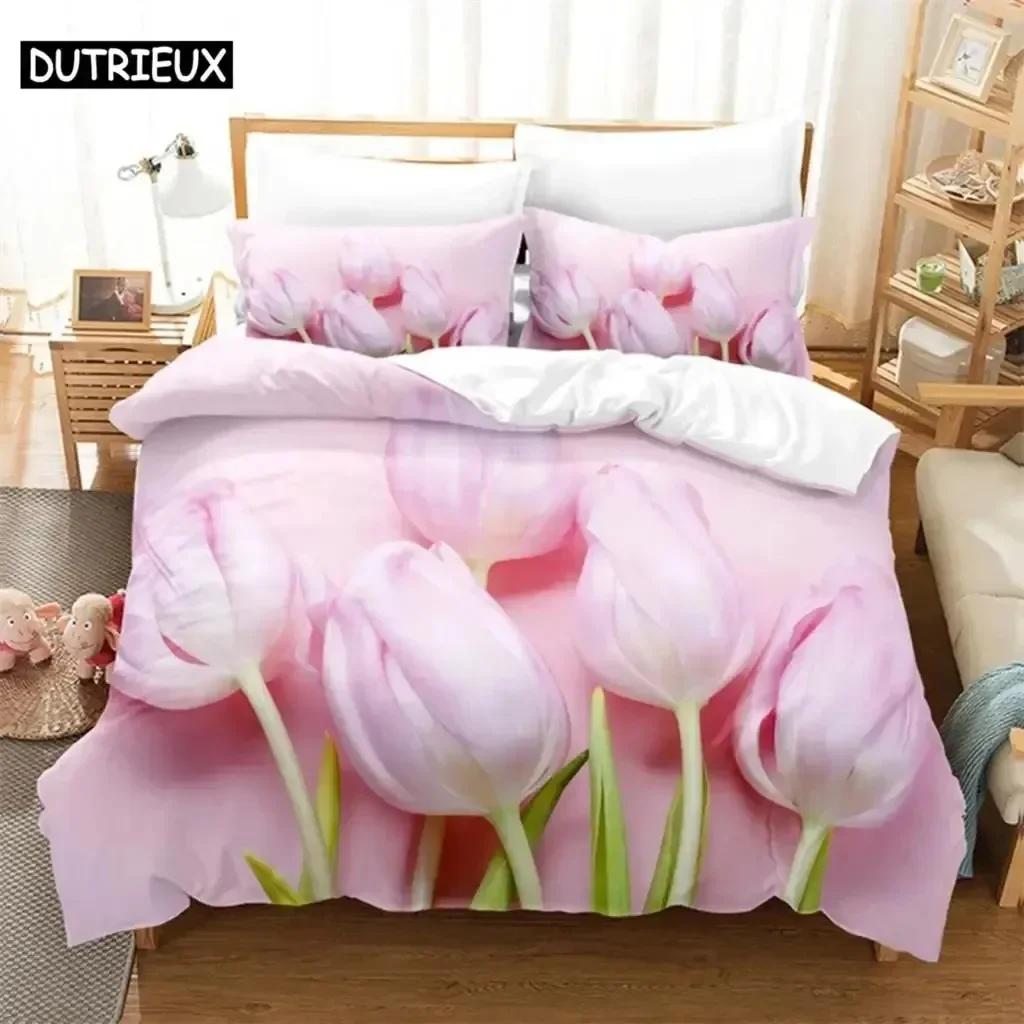 Luxury New 3D Print Tulip Comfortable Duvet Quilt Cover Pillowcase Bedding Set Children Bedroom Decoration Home Textile