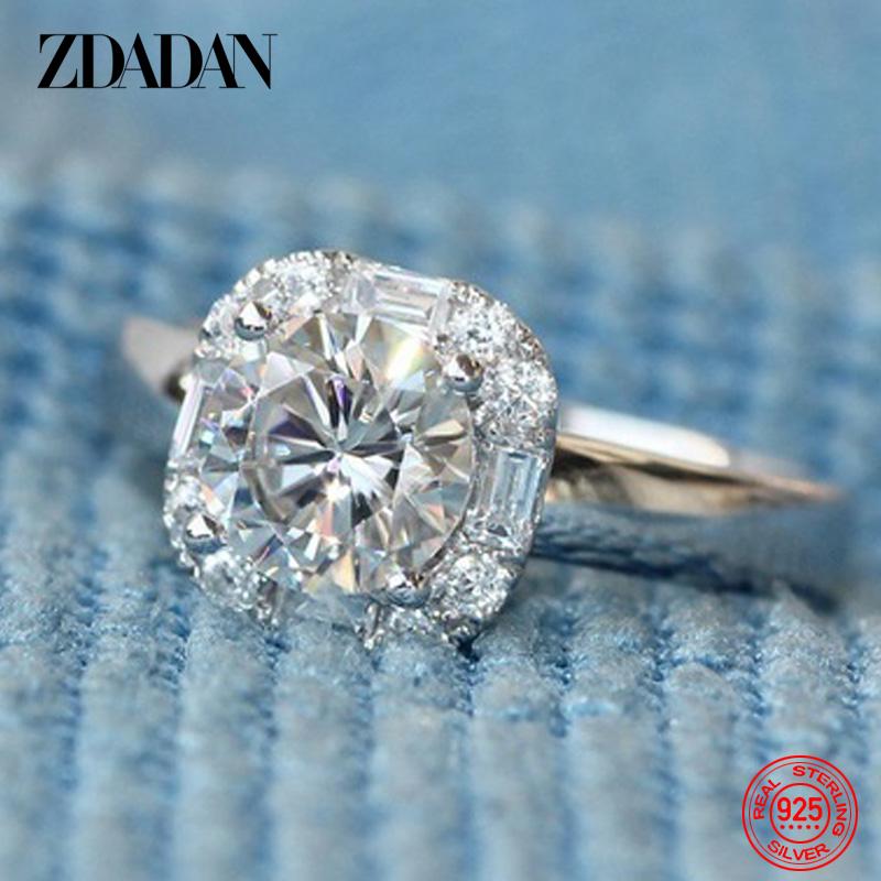 925 Sterling Silber Kristall Zirkon Ring für Damen Charm Hochzeitsfeier Schmuck Geschenk Großhandel