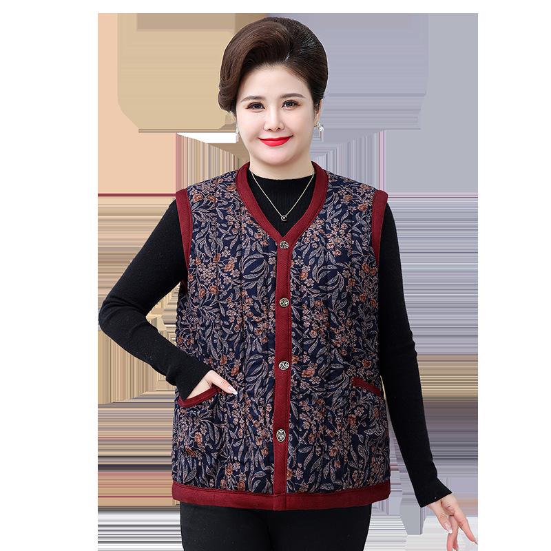Plus Size Women's Autumn Winter Velvet Shawl Vest - Oversized Warm Cotton for Moms and Grandmas