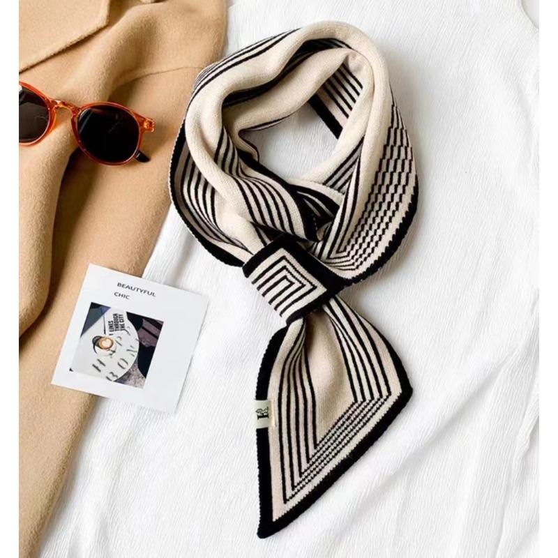 

Warm scarf, double-sided available, thousand bird grid rhombus interspersed with diagonal neck protection, versatile small scarf, wool scarf One Size