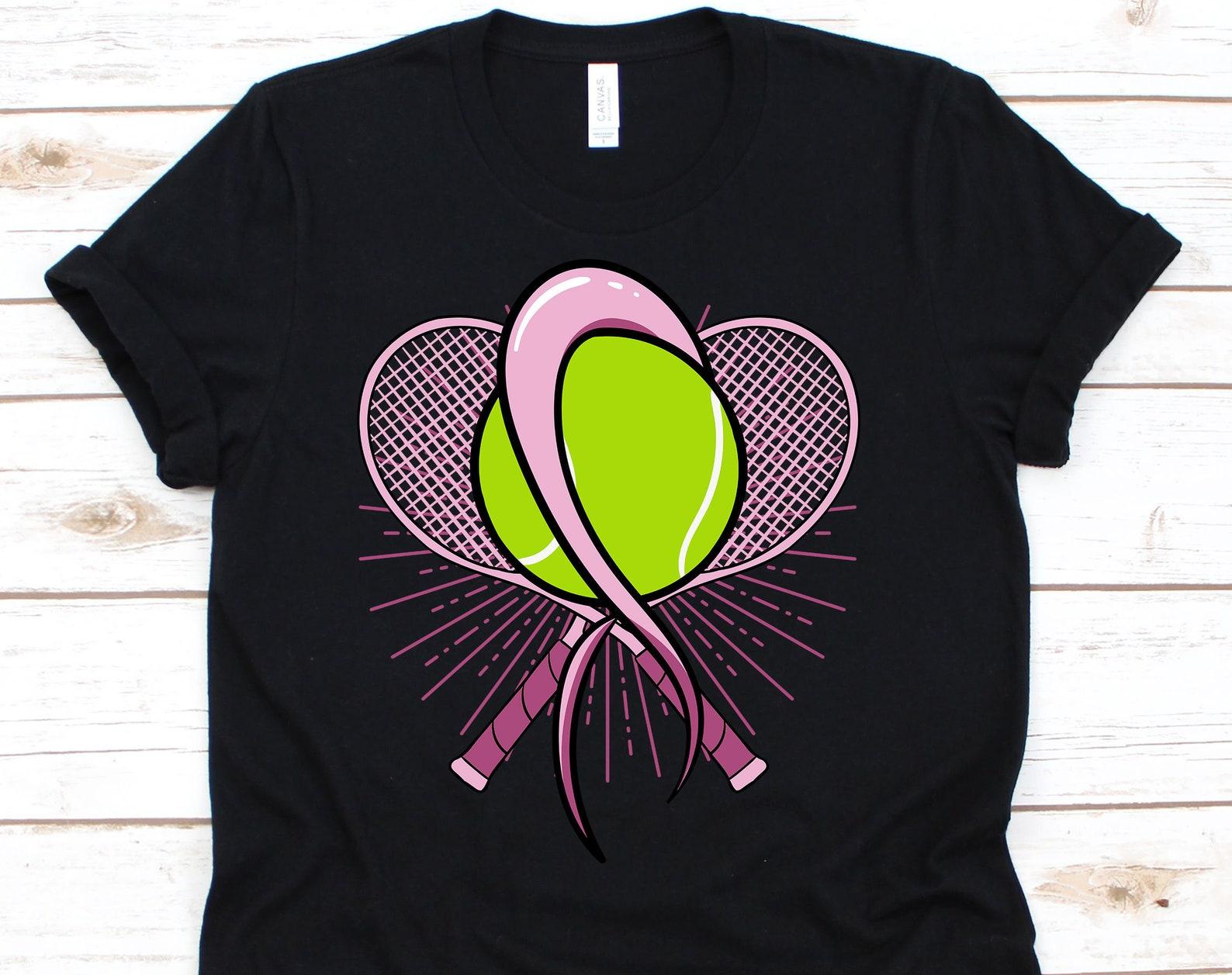 Pink Ribbon Tennis Shirt, Breast Cancer Awareness For Breast Cancer Warrior Fighter, Pink Ribbon Tshirt For Breast Cancer Tennis Player XL