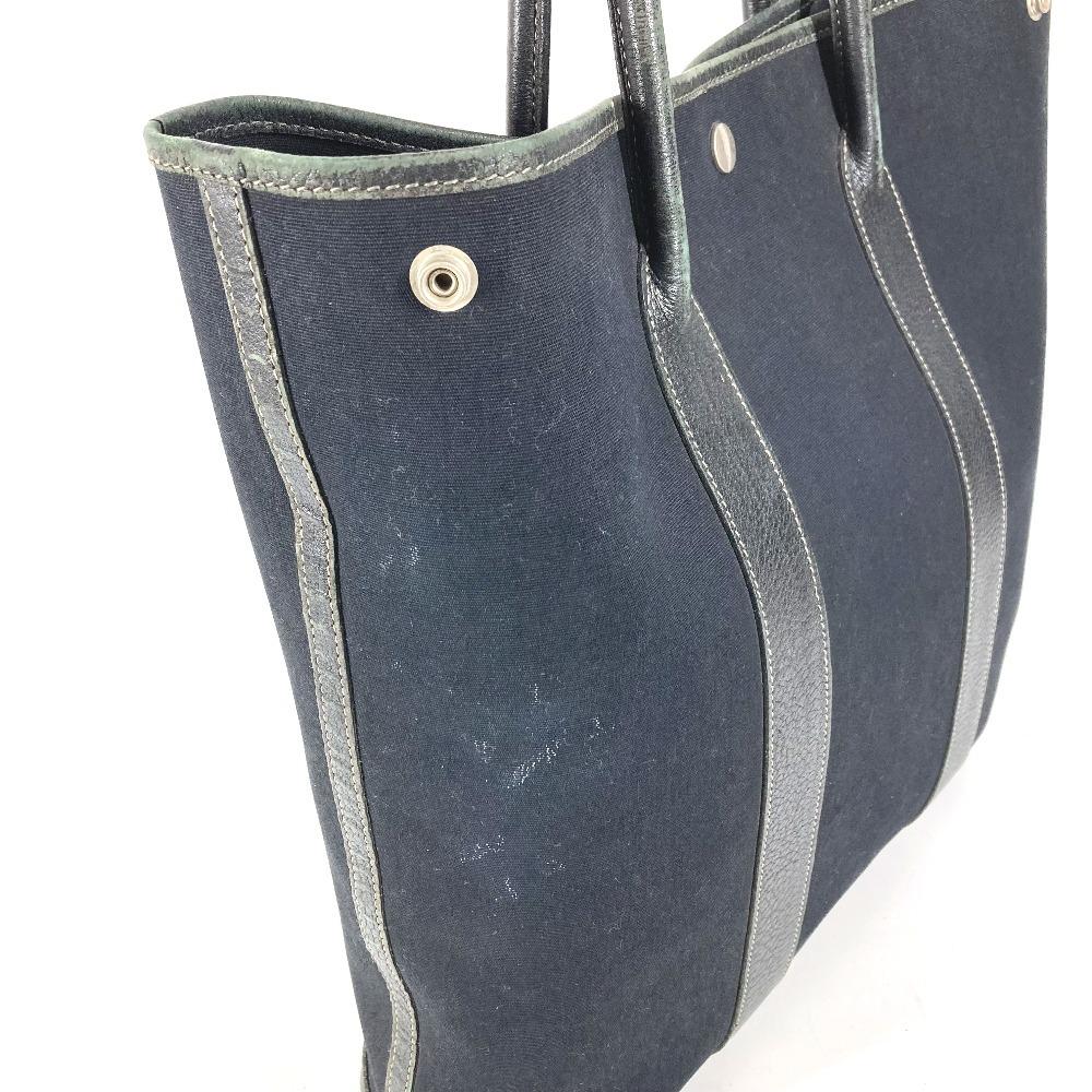 HERMES Garden File MM Bag Tote Bag Shoulder Bag Leather / Canvas Black