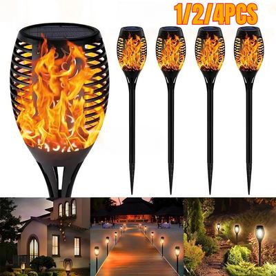 12LED Solar Flammenfackel Licht Flackerndes Licht Wasserdicht Außen Garten Weihnachtsdekoration Halloween Landschaft Rasen Weg Hof Terrasse Bodenleuchten